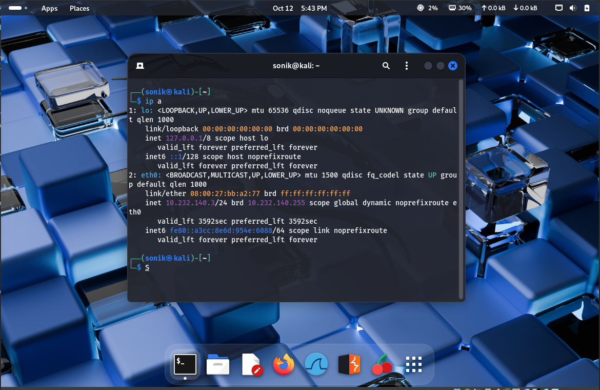 Kali VM running with bridged network