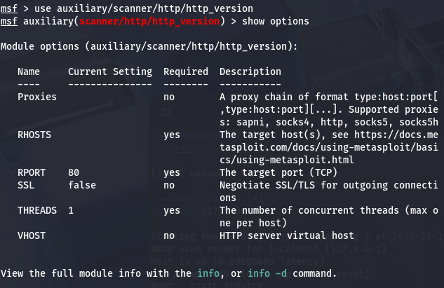 HTTP version module options