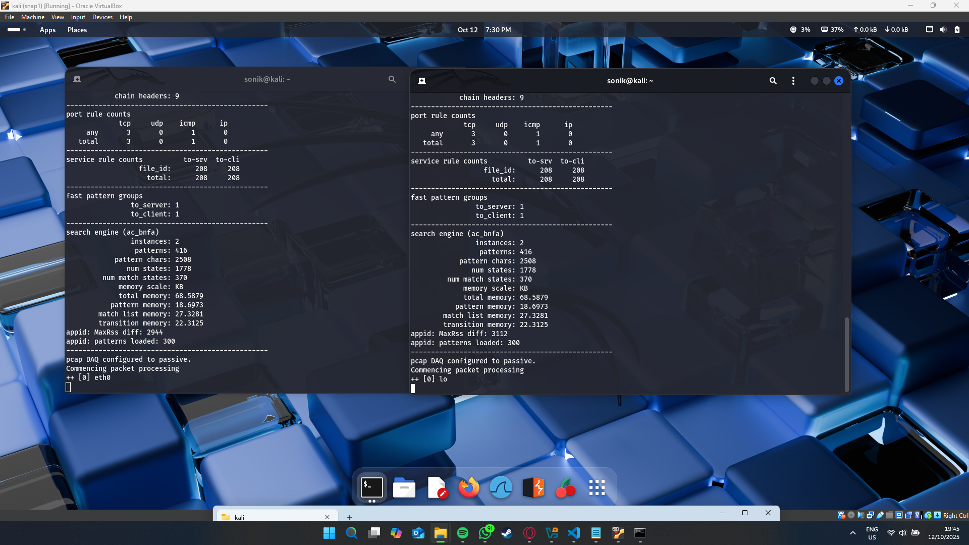 Run snort on loopback interface (placeholder)
